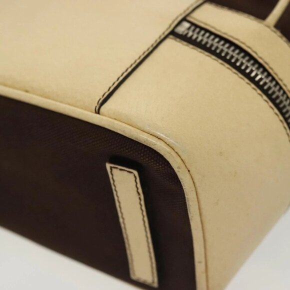 PRADA Hand Bag Canvas Leather Beige Brown Auth bs29303 - Picture 4 of 16